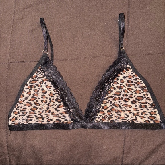 Leopard Mesh Bra with Lace Trim - Picture 4 of 6